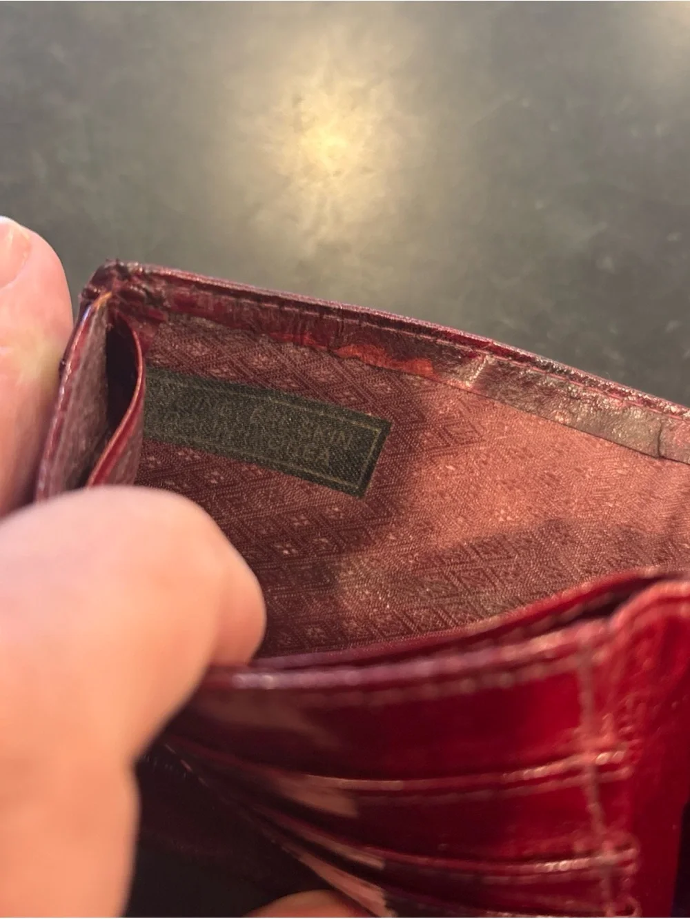 Vintage  Burgundy Leather Bifold Card Holder